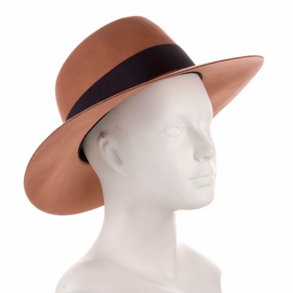 Rag & Bone Medium Women’s Wool Fedora in Rare Brown Rose Color Black Ribbon Band - Picture 7 of 7